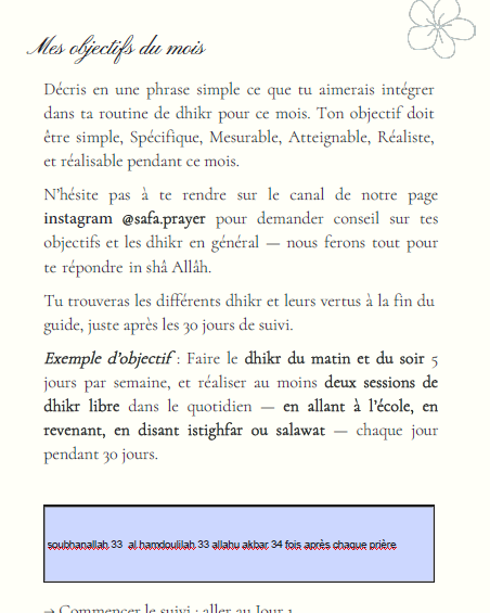 Ton mois de dhikr - 30 jours de suivi intéractif