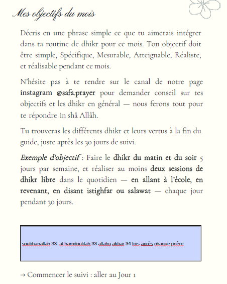 Ton mois de dhikr - guide + 30 jours de suivi intéractif