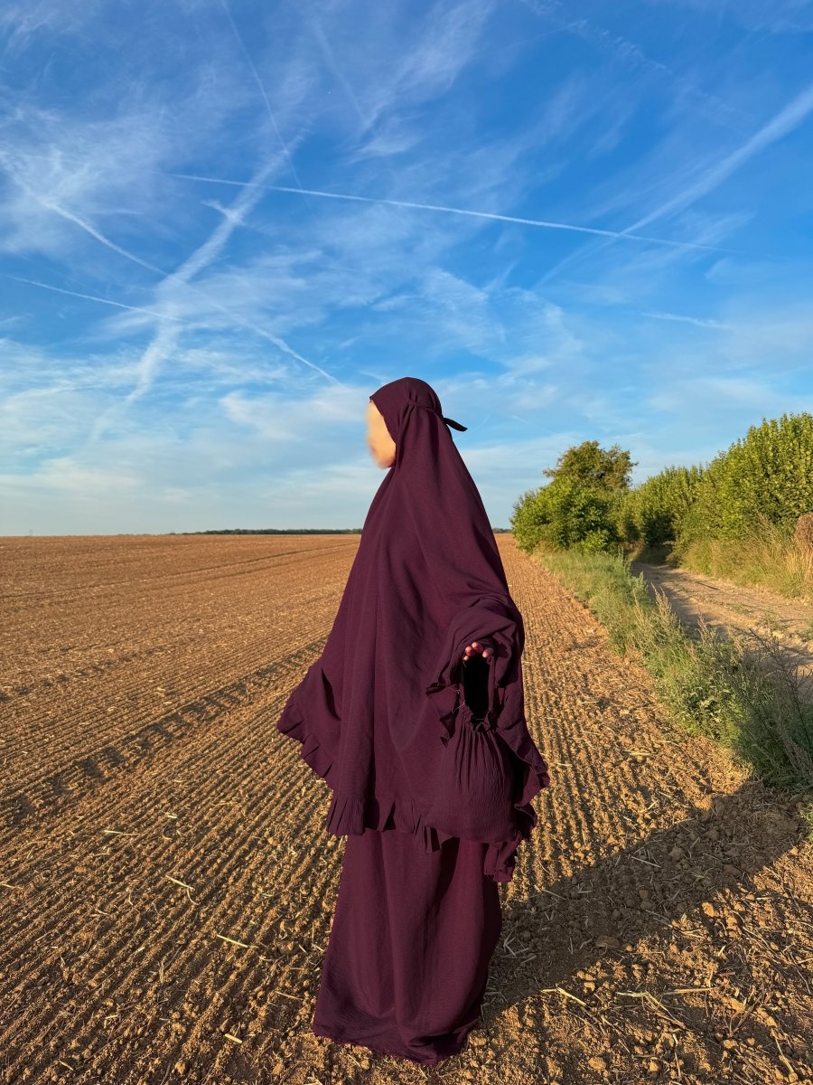 Ensemble 3 pièces Autumn Princess - Burgundy - moyenne à grande tête - SafaPrayerwear