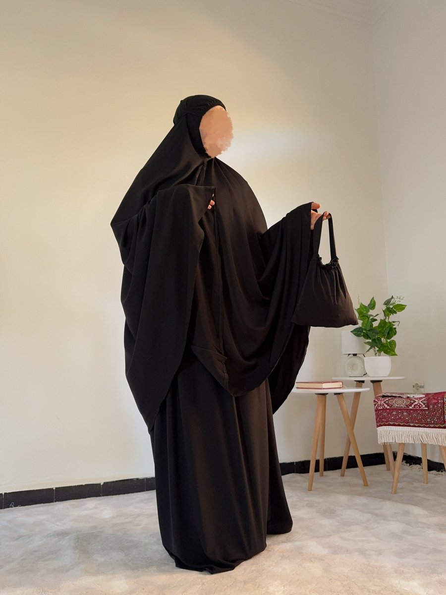 Ensemble 3 pièces Fajr en crêpe américaine - noir - SafaPrayerwear
