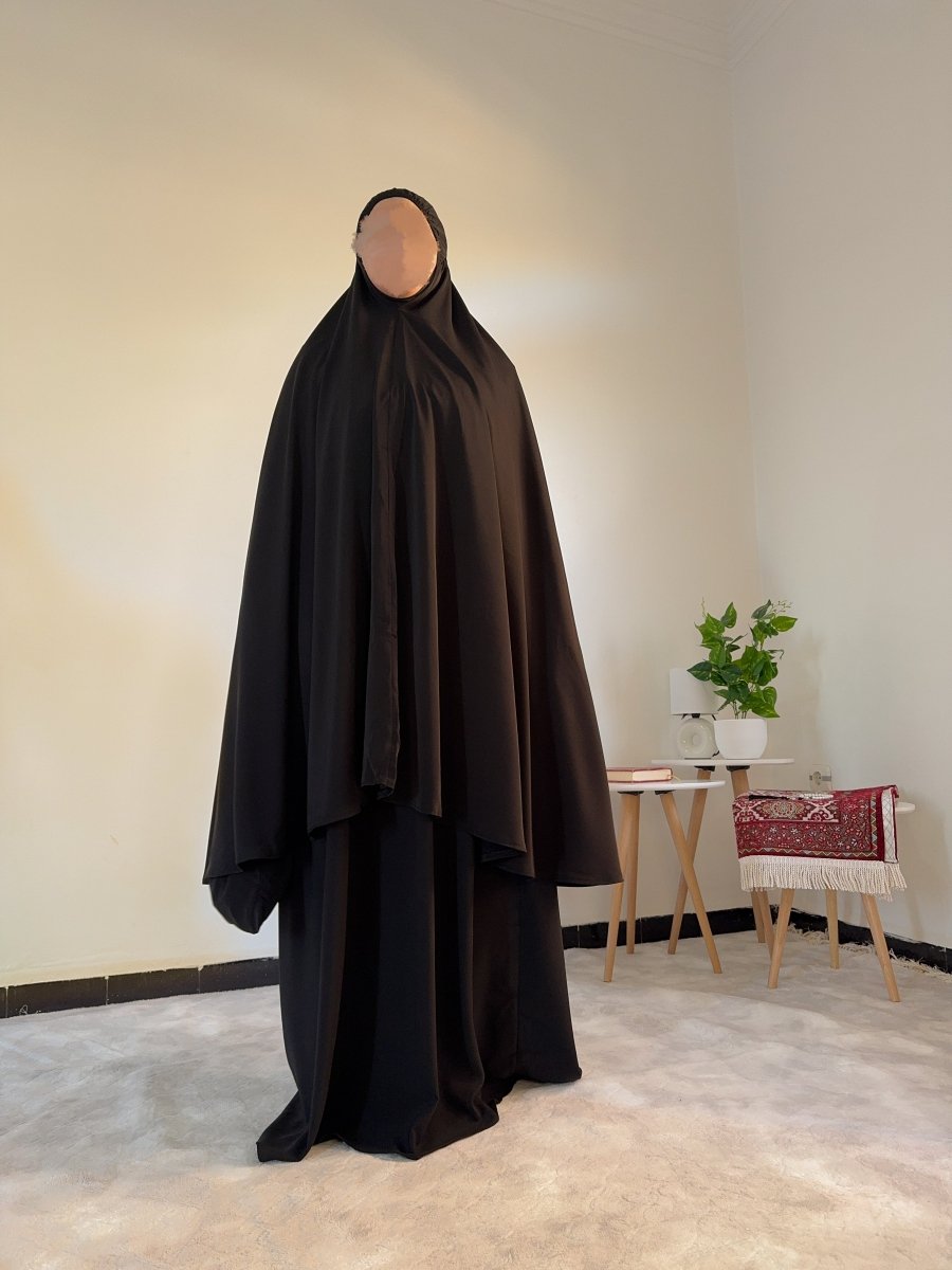 Ensemble 3 pièces Fajr en crêpe américaine - noir - SafaPrayerwear