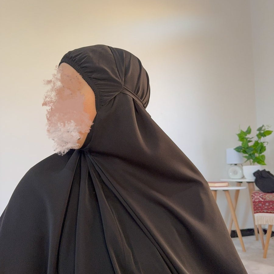 Ensemble 3 pièces Fajr en crêpe américaine - noir - SafaPrayerwear