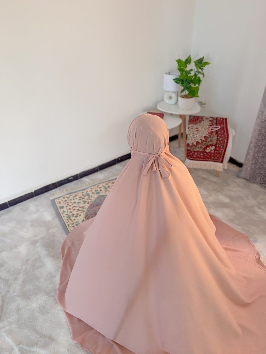 Ensemble 3 pièces Fajr en crêpe américaine - rose pêche - SafaPrayerwear