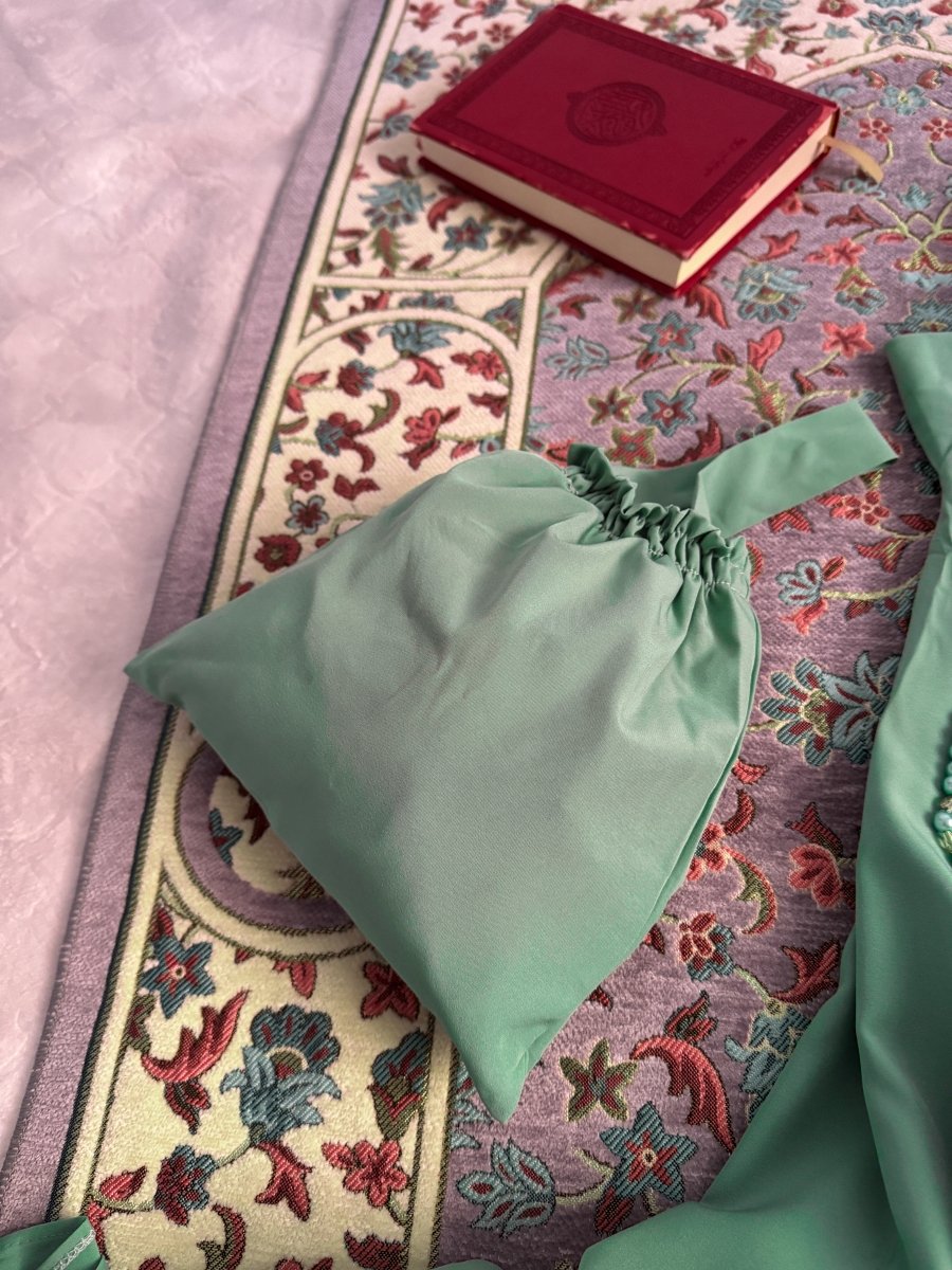Ensemble 3 pièces Fajr en crêpe américaine - vert eau - SafaPrayerwear