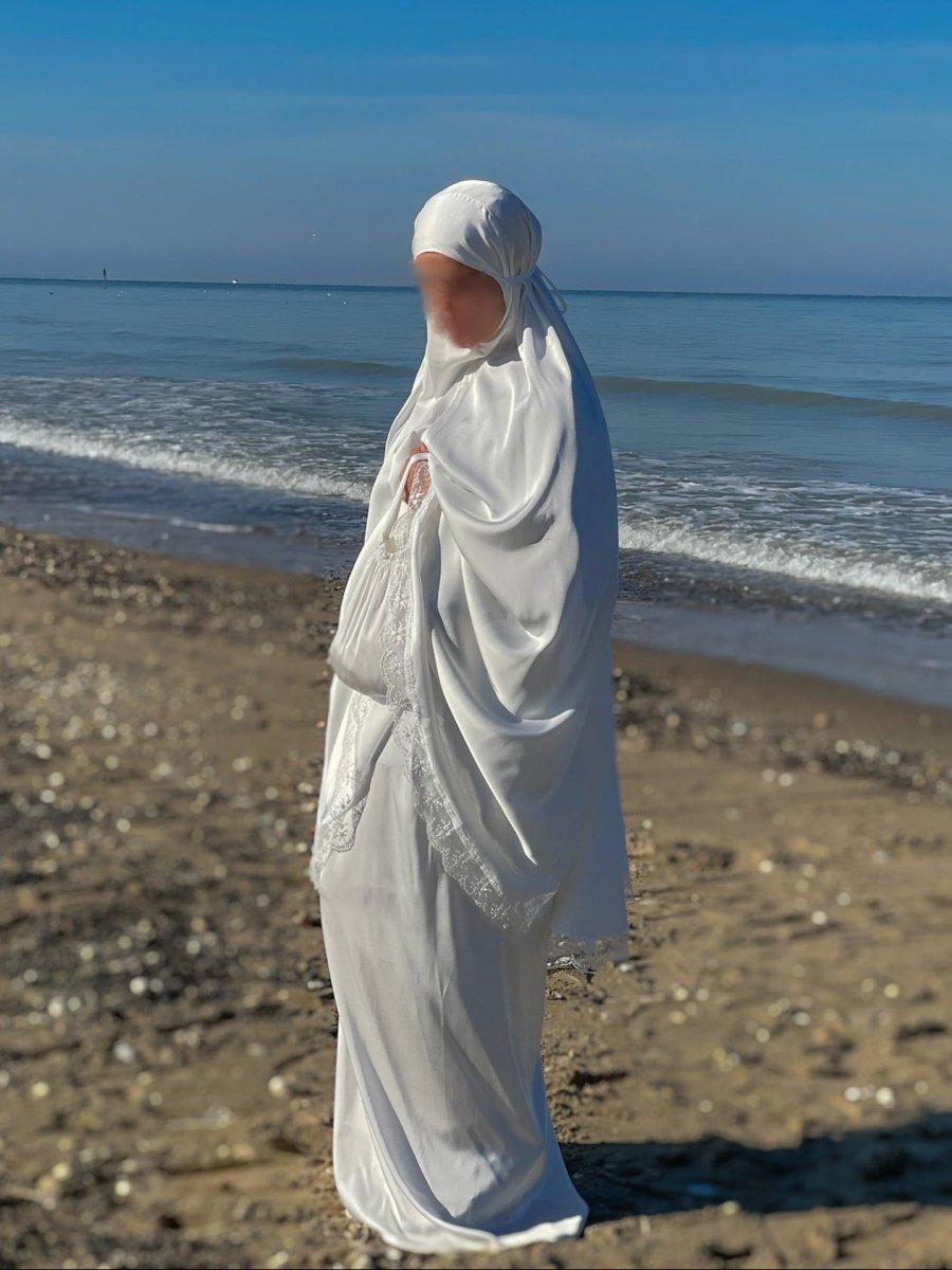 Ensemble 3 pièces Signature en satin luxueux - Blanc - SafaPrayerwear