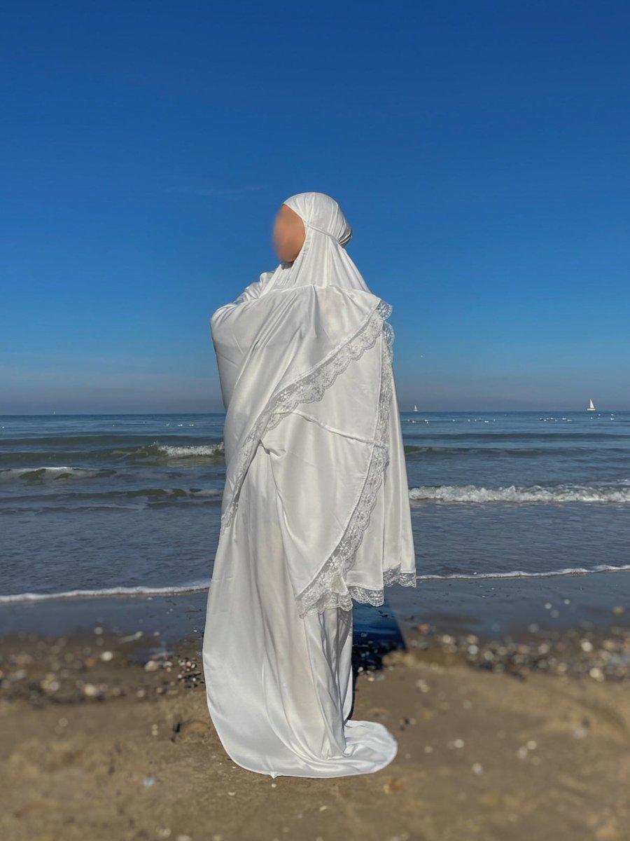 Ensemble 3 pièces Signature en satin luxueux - Blanc - SafaPrayerwear