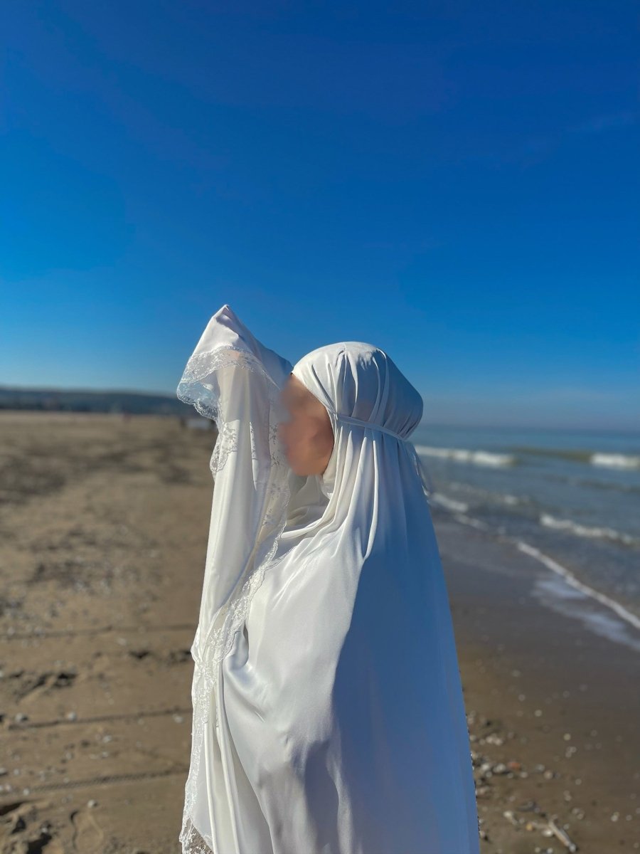 Ensemble 3 pièces Signature en satin luxueux - Blanc - SafaPrayerwear