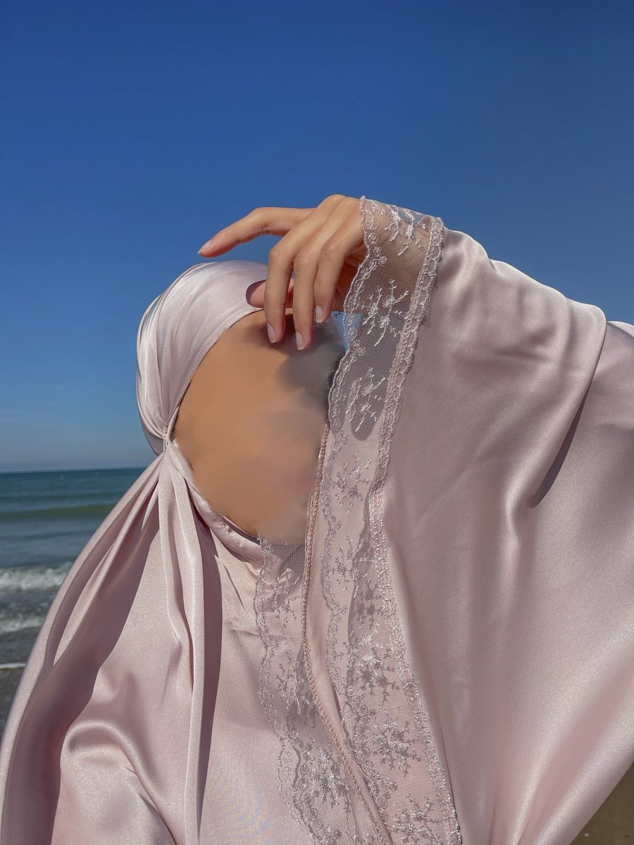 Ensemble 3 pièces Signature en satin luxueux - Rose - SafaPrayerwear