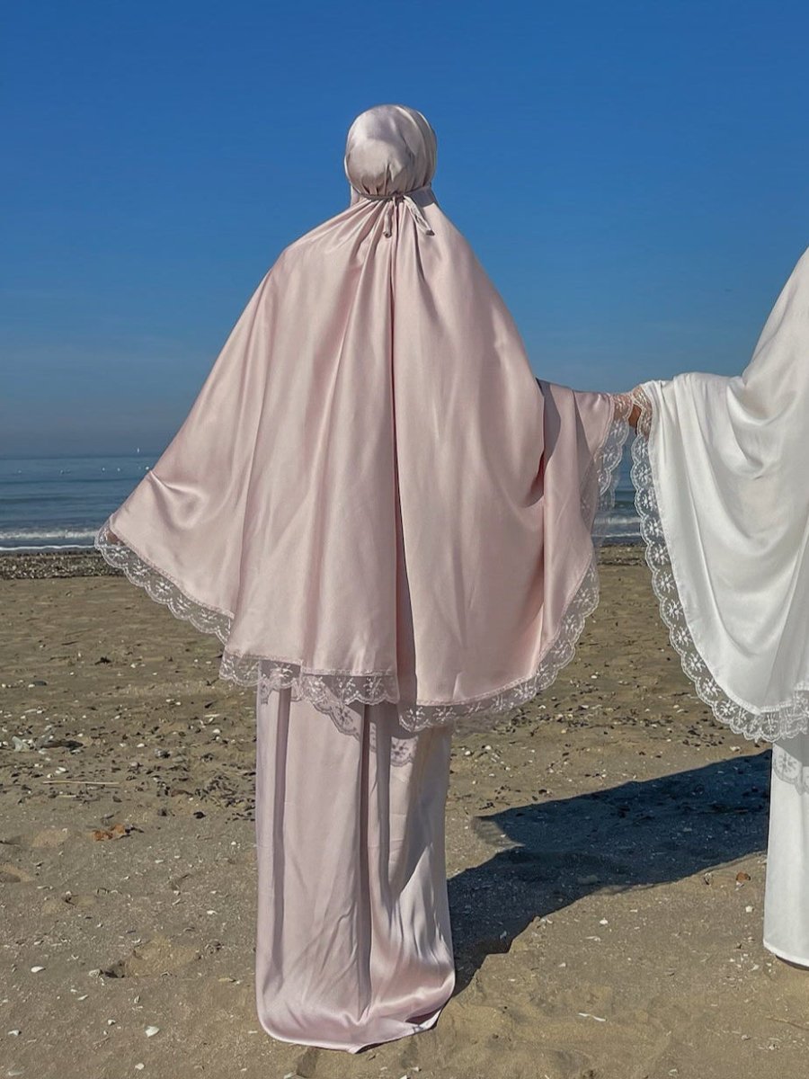 Ensemble 3 pièces Signature en satin luxueux - Rose - SafaPrayerwear