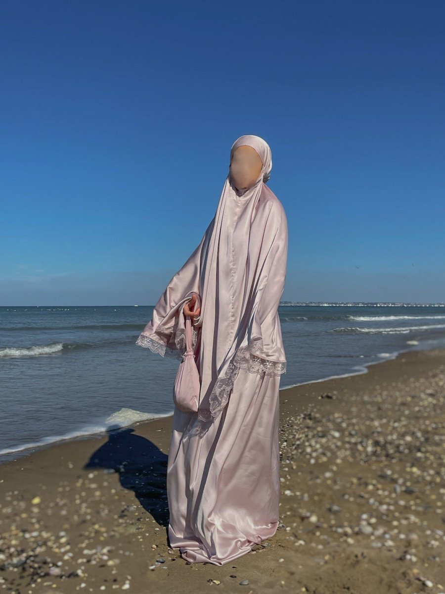 Ensemble 3 pièces Signature en satin luxueux - Rose - SafaPrayerwear